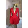 Women's V Neck Long Sleeve Mini Dress Slim Fit Mid Waist Elegant Pleated Knit Short Dress For European American Women