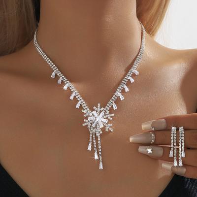 Accessories Full Of Zircon Bridal Jewelry Set Temperament High-End Earrings Necklace Jewelry Set
