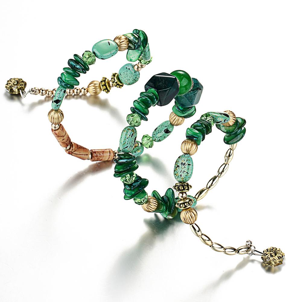 Woman Stylish Multiple Layer Bracelet Rhinestone Turquoise Agate Beads Hand Chain Ornament Festival Birthday Gift