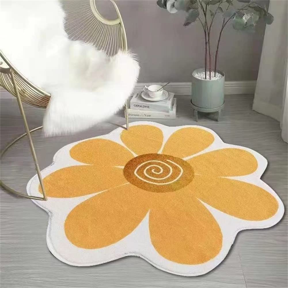 Nordic Area Rugs Round Cute Flower Shaped Shaggy Soft Short Pile Anti Slip Bath Floor Mat Bedroom Kids Room  Home Decor