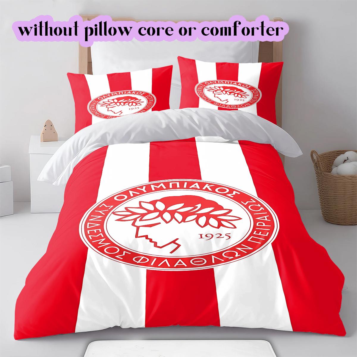 

Olympiacos F.C Pattern Bedding Quilt Set Quilt Cover Pillowcase Home Decoration Birthday Gift (1 * duvet cover + 2 * pillowcase, without core) 250x220cm
