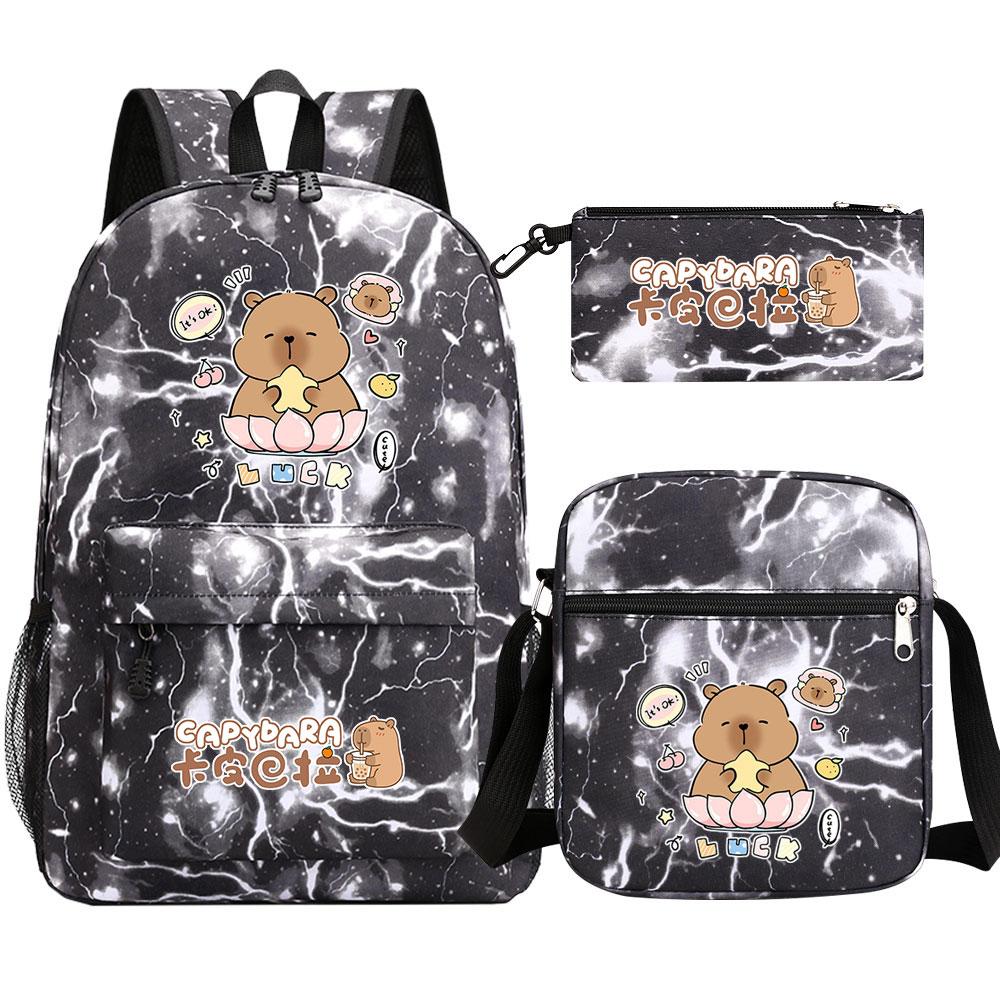 3 Pièces Sac à Dos Quotidien Axolotl pour Filles Adolescentes, Sac Fourre-tout Scolaire avec Boîte à Lunch & Trousse à Crayons, Sac à Dos Apprentissage Jeune, Sac à Dos Cadeau Rentrée Scolaire 46CMX32CMX16CM