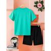 Boys' 3D printed spring/summer outdoor sports T-shirt and shorts two-piece set, perfect for outdoor wear