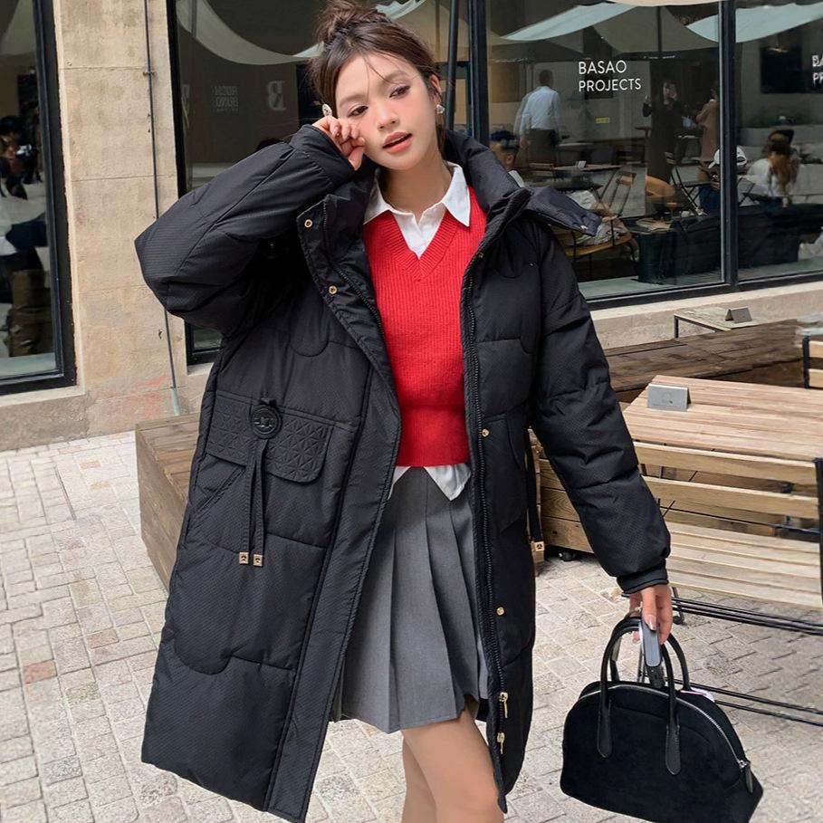 Winter new cotton-padded clothes women's medium and long thickened cotton-padded clothes fashion temperament loose hooded cotton-padded jacket