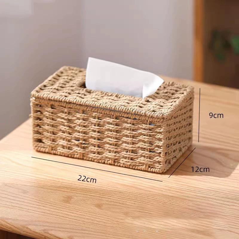 

Hand-Woven Tissue Box, Vintage Style Tissue Holder, Bohemian Design - Suitable for Home and Office Use светло-коричневого