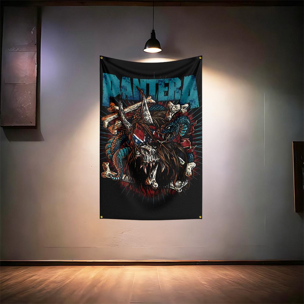 Rock Music Flag 3x5ft For Pantera Band Fans Banner Hd Print Brass Grommet Garage Bedroom Living Room Dorm Wall Decor Tapestry