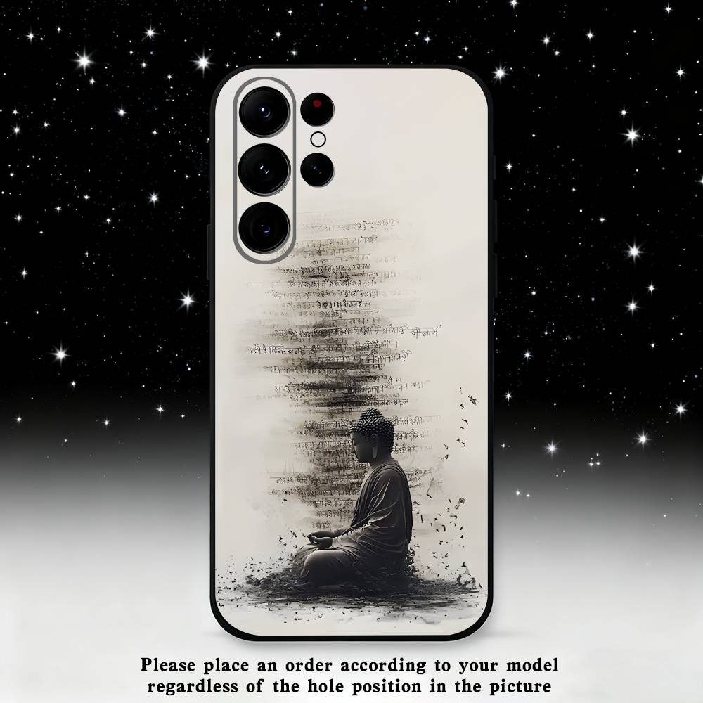 Buddha Art Pattern Phone Case For Samsung S25,S24 Ultra,S20,S30 plus,S22 plus,S23,S30 Ultra 5G Silicone Black Shell