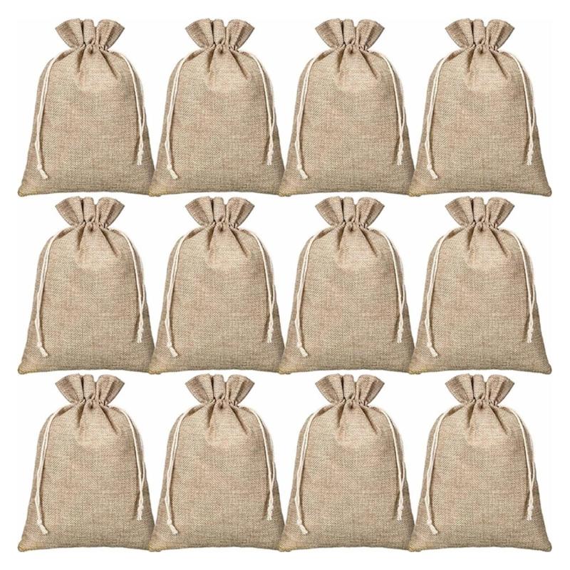 Set of 20 Small Linen Bag with Drawstring Closure Elegant Drawstring Linen Pouches Convenient Jewery Wrapping Pouches