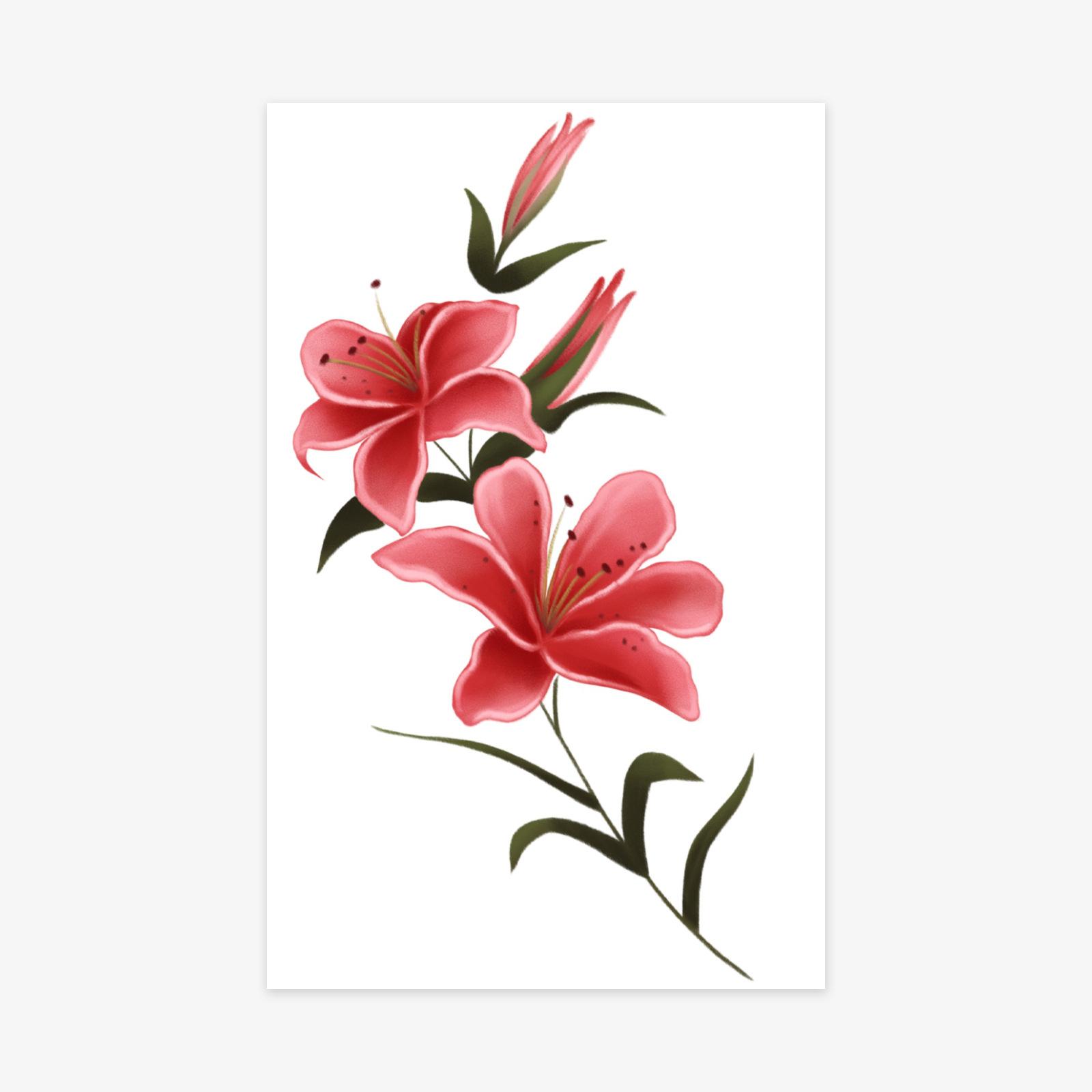 

Pink Lilies, High-End Minimalist Style Personalized Retro Spice Girl Tattoo Sticker 12*19