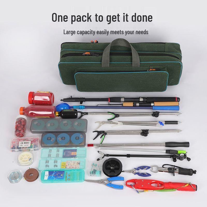 A1R50~80cm Portable Mini Fishing Gear & Rod Bag - Multifunctional Short Rod & Ice Fishing Bag