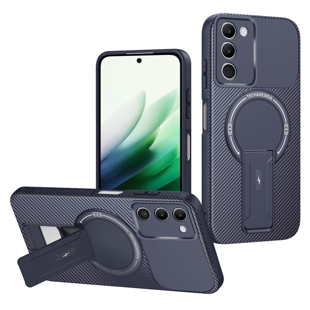 Für Xiaomi Redmi 15 5G (Global) (169mm) Hülle PC+TPU mit Kohlefaserstruktur und Ständer