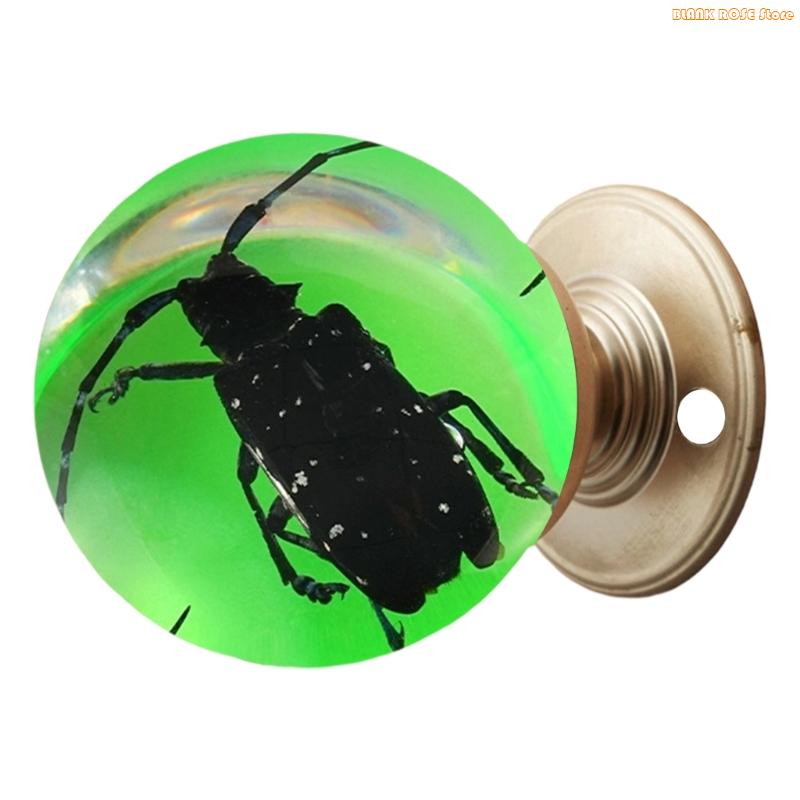 

K1AE Stable Construction Zincs Alloys Door Handle Crystal Insect Decoration Durabilit