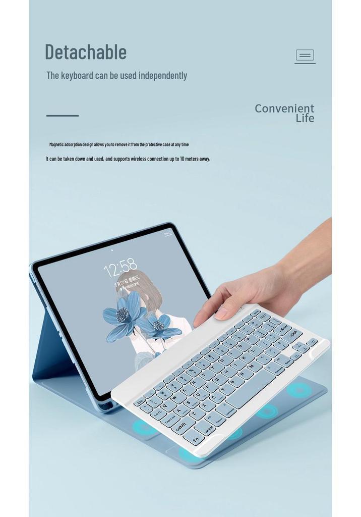Samsung Tab S10 FE+ 13,1 Zoll X620/X626B Ledertasche mit Bluetooth-Magnetischer Tastatur