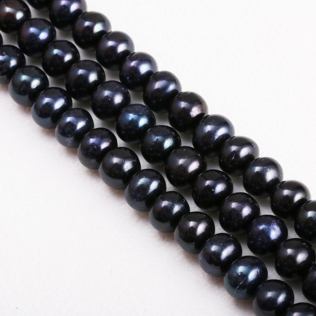 1String, Natural Freshwater Pearls, 8-9 Mm White Black Potato Shape Pearl Beads for Jewelry Making DIY Necklace, Birthday Party Gifts for Women, 36cm