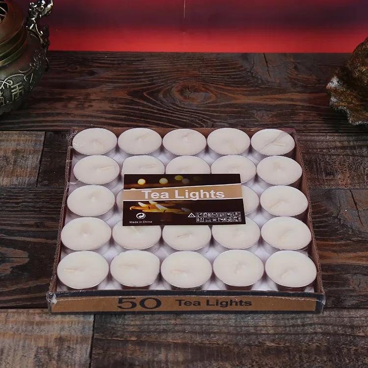 50 Pieces of Round Paraffin Wax Candle Romantic Layout Smokeless Wedding Lover Proposal Confession Smokeless Tea Wax Candle Jars