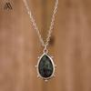 Boho Stil Silberkettchen Tropfenförmiger Kristall Edelstein Anhänger für Hochzeiten Partys Damenschmuck Chakra Design