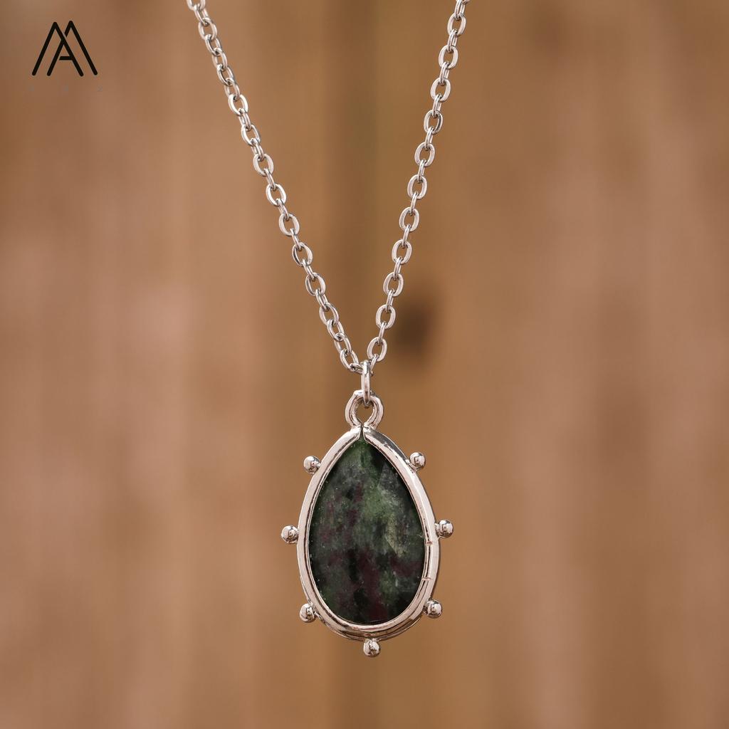 Boho Stil Silberkettchen Tropfenförmiger Kristall Edelstein Anhänger für Hochzeiten Partys Damenschmuck Chakra Design