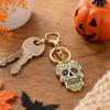 Halloween Skull Keychain Charm, Floral Skull Bag Charm with Alloy Hardware, Lobster Clasp and Round Key Ring for Keys