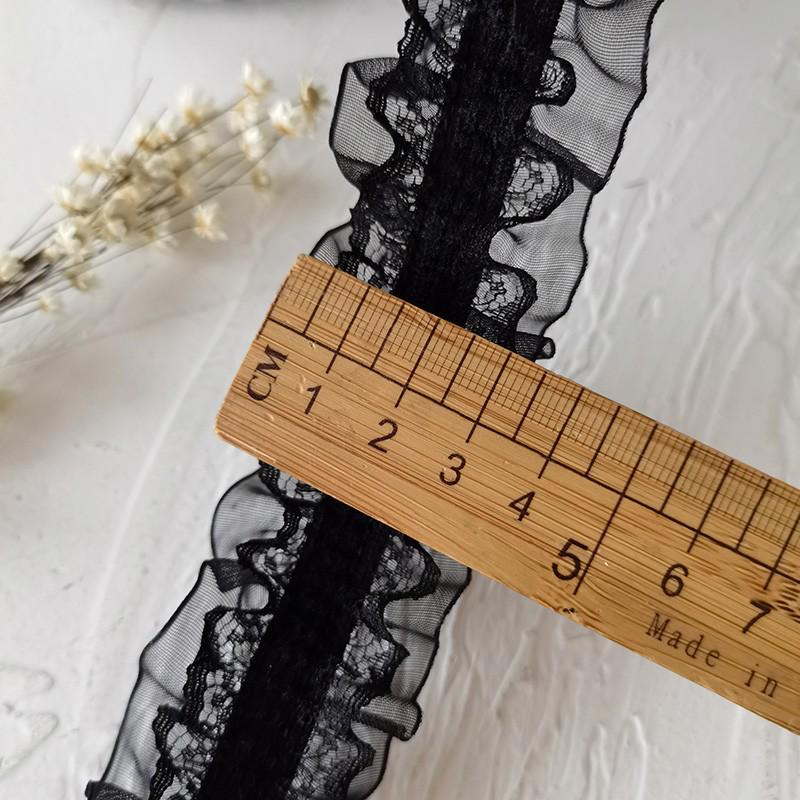 Material organza din dantelă neagră pentru îmbrăcăminte și accesorii DIY - Decorare decolteu și tiv fustă