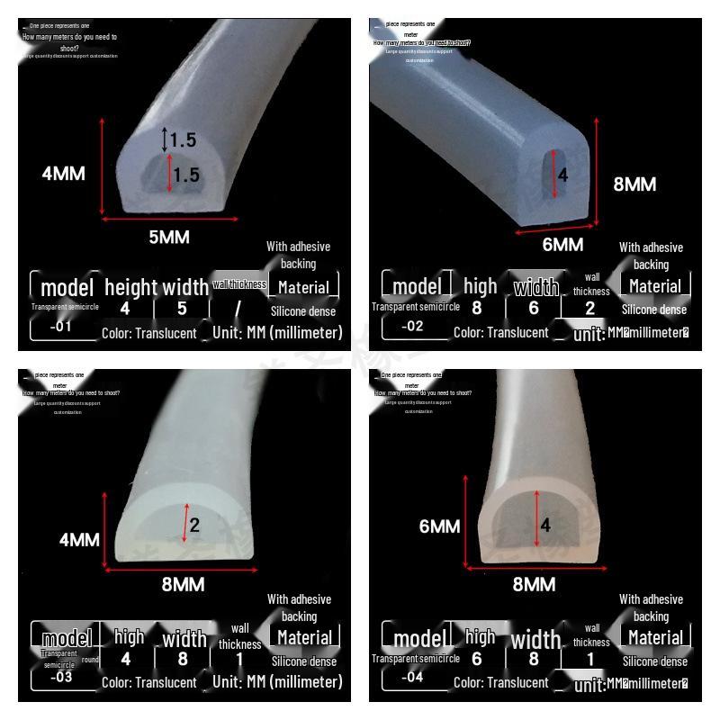 Striscia Autoadesiva in Silicone Trasparente Tipo D per Smorzamento Vibrazioni e Isolamento Acustico per Porte e Finestre