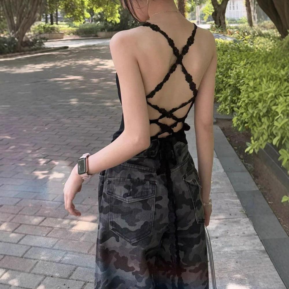Fashionable Comfortable Vintage Camouflage Work Wide Leg Jeans Women's High Waist Loose Slim Straight Casual Trousers Jeans for Women Long Denim Pants