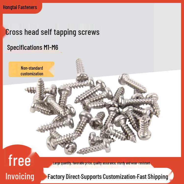 Nickel-Plated PA Round Head Self-Tapping Screws (Sizes: M1.2, M1.4, M1.5, M1.7, M2.3, M2.6, M3)