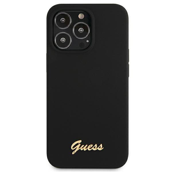 Guess Guhmp13Xlslmgbk Iphone 13 Pro Max6,7 Black/Czarny Hardcase Silikonowy Skrypt Złote Logo Magsafe