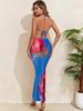 2026 European & American Women's Printed Long Skirt Split Bikini Three-Piece Swimsuit