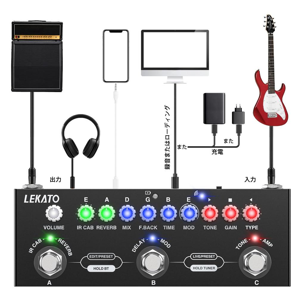 Jenerik Gitar Çoklu Efekt Pedalı 9 AMP Modu IR
