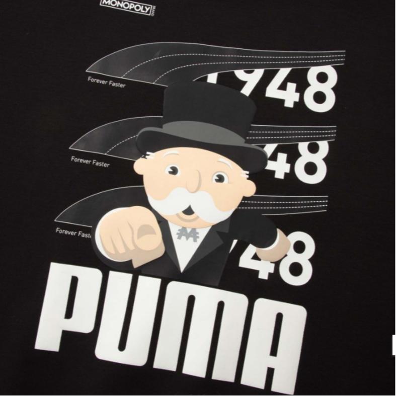 Puma Cartoon Animated Print Crew Neck Long Sleeve Sweatshirt Men Tops Black 539898-01