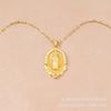 . Oval Necklace Women'S Vintage Court Style Versatile Diamond Virgin Mary Pendant Ornament