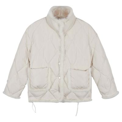 New Sieve Stand-up Collar Diamond-grid Cotton Jacket for Women's Stand-up Collar Cotton Jacket for Warm Winter