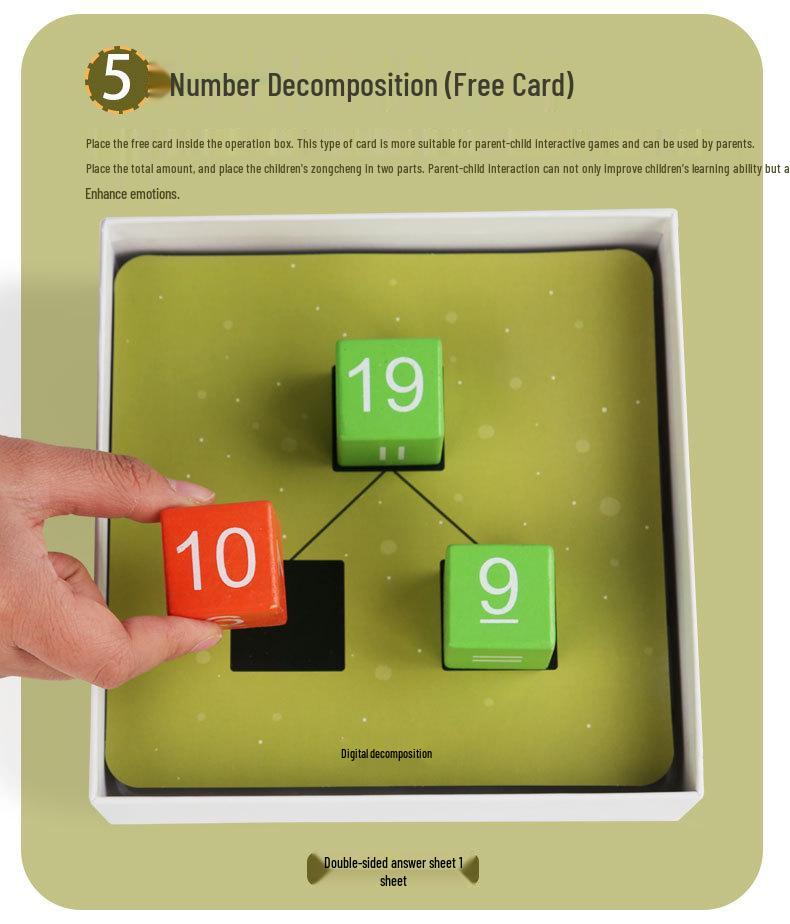 Jucărie din lemn pentru învățarea descompunerii numerelor pentru copii: Blocuri de construcție educative trei-în-unu pentru elevii de școală primară