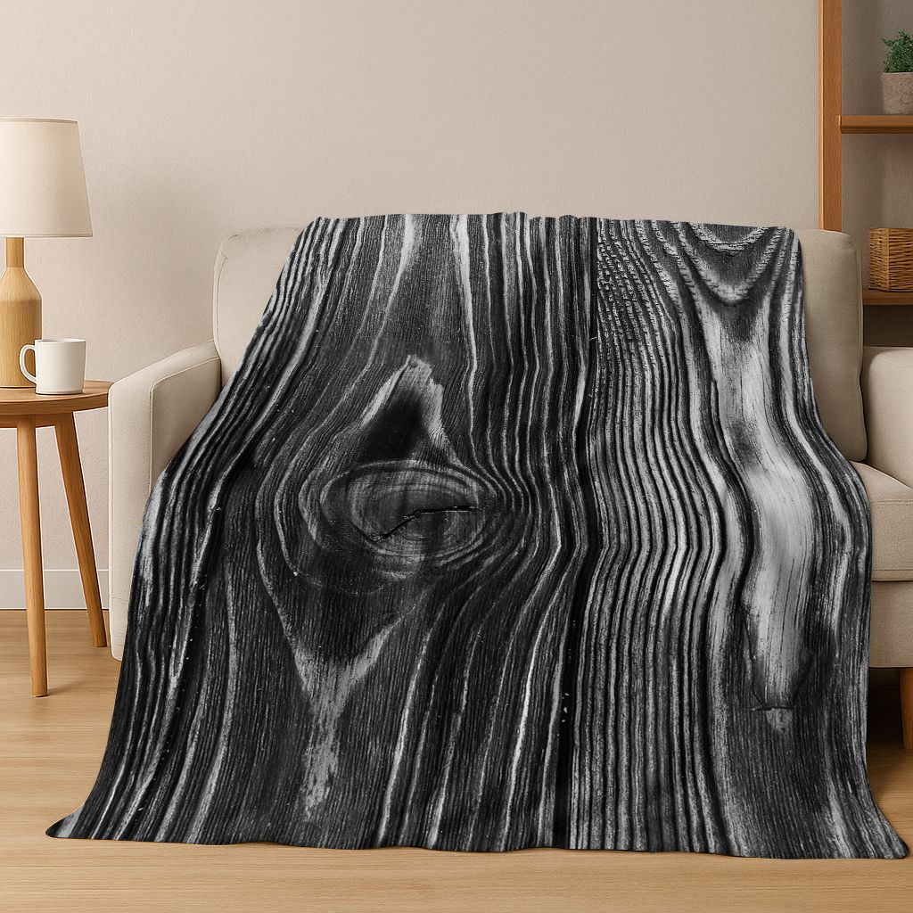 Regenboog Retro Houten Bord Zwart Bruin Houtnerf Flanellen Deken, Gezellige Zachte Plaid voor Huis Slaapkamer Bed Bankhoes Cadeau