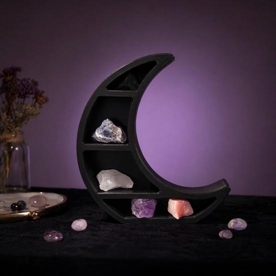Crescent Moon Shape Storage Rack Faux Crystal Natural Stone Display Rack