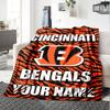 Name Custom Cincinnati Bengals Print Flannel Blanket High Quality Warm Comfortable Cover for All Seasons Perfect for Gifts Home Decor