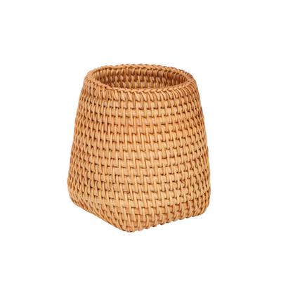 Handgeflochtene Rattan Stifthalter Becher Korb Weide Make-up Pinsel Aufbewahrungskorb Küche Kochgeschirr Organizer Halter Tisch Zuhause