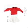 1/12 Langarmpullover und Rockkostüm, lässiges schulterfreies Sweatshirt für 6-Zoll-weibliche Puppen