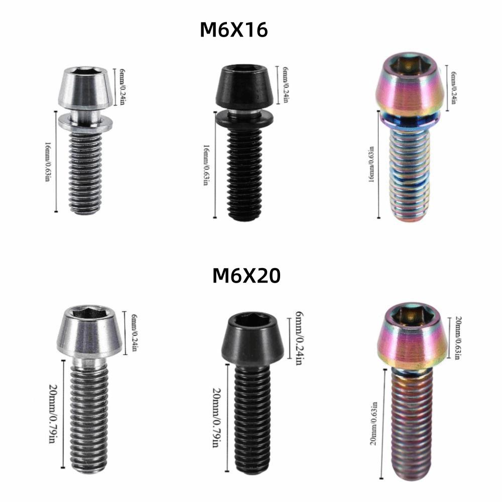 1pc Hexagon Cone Tapered Head Screw M6x16/20mm Hex Socket Screws  for Mountain Bike