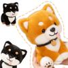 Muñeco de Peluche Suave de Shiba Inu de Dibujos Animados de 22 cm, Perro Amarillo Negro de Pie Sentado, Juguete de Peluche de Animal, Decoración del Hogar, Regalo Para Niños