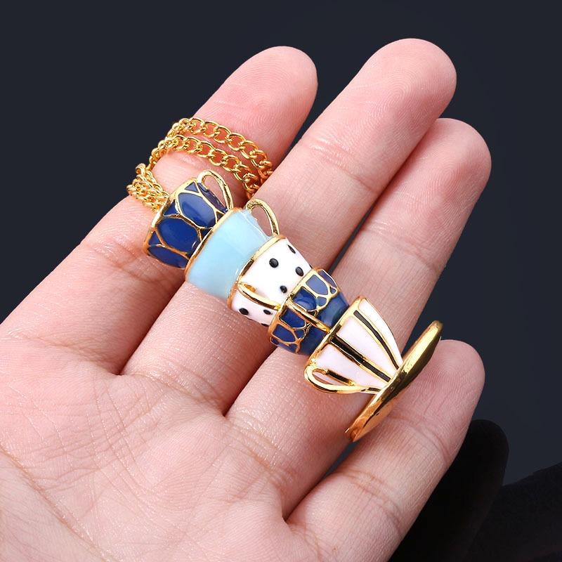 Meier Enamel glazed tea cup coffee cup necklace metal pendant sweater chain jewelry