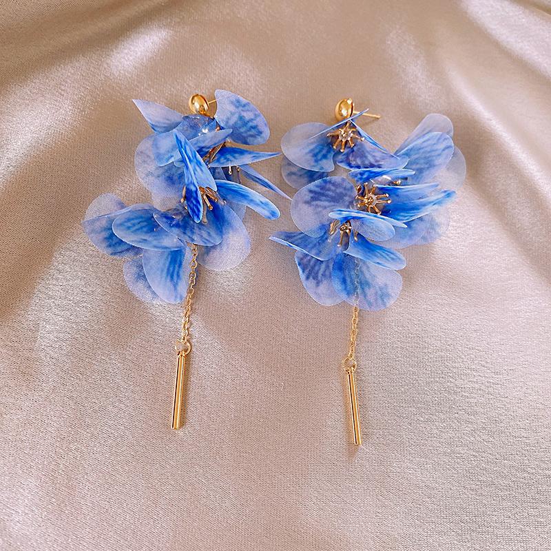 Holiday Style Handmade Lace Flower Tassel Earrings, Sweet And Elegant, Niche Temperament, High-Level Sense Earrings, Female
