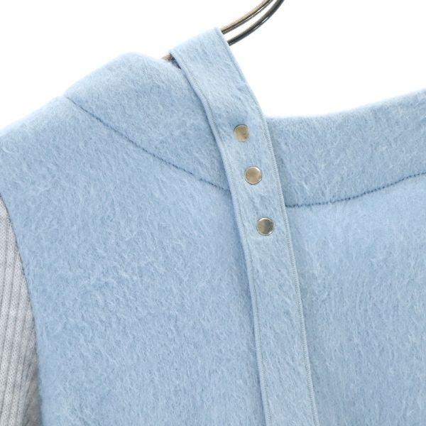 Riu Long Sleeve Switching Sweater F Light Blue X Grey Knit with Ring Women Used
