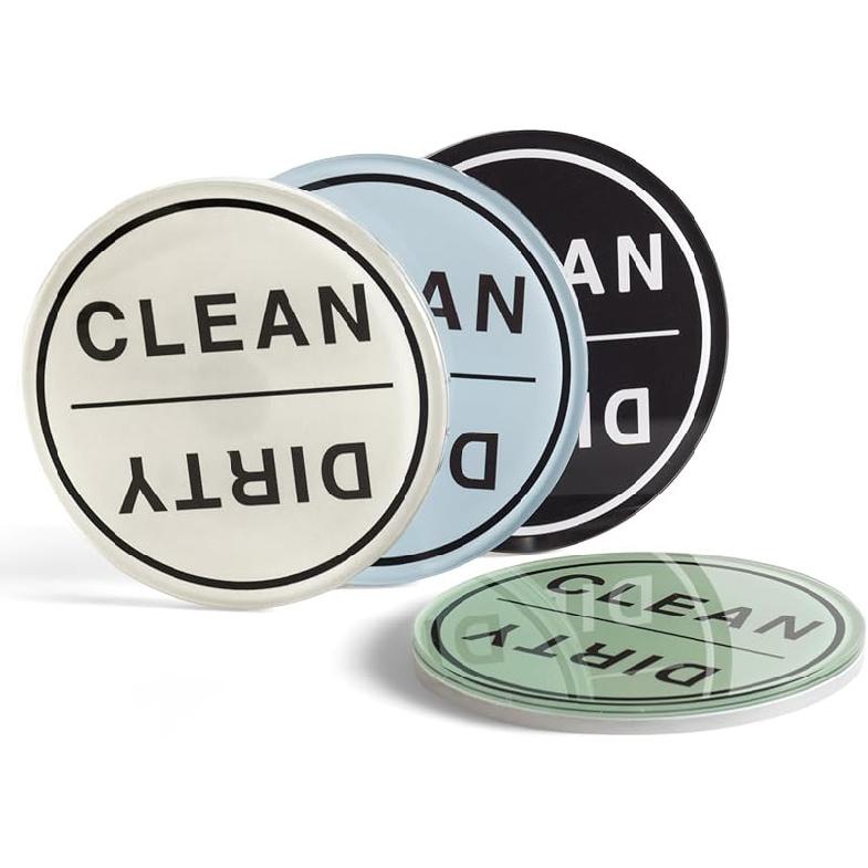 Dishwasher Clean Dirty Sign Magnet - Strong No-Scratch Kitchen Magnets With Double-Sided Stickers чёрный