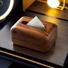 1pcs Vintage Solid Wood Tissue Box with Lid Handcrafted Wooden Tissue Holder Home Desk Decoration Storage Organizer