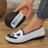 Fashion Pumpkin Printed Breathable Woman Flats Shoes Comfort Knit Slip On Walking Shoes for Women Lightweight Soft Sole Casual Loafers
