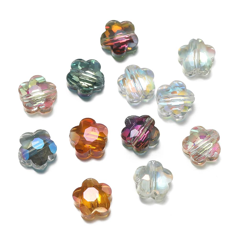 

10Pcs 4*8*8mm Crystal Faceted Flower Beads Spacer Loose Beads for DIY Bracelet Necklace Jewelry Making Supplies Accessories