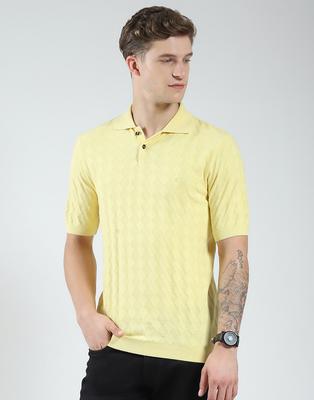 Luxuria Mens Self Design Collar Neck Tshirt