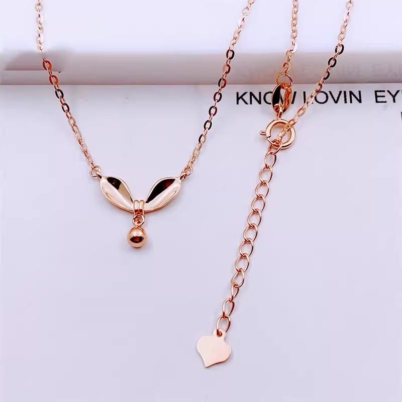 Purple Gold-Plated Rose Gold Color Gold Bead Bow Necklace Fashionable Personalized Design Set Chain Women