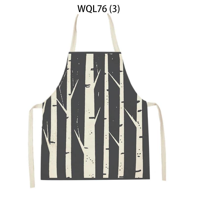 Kitchen Apron for Women Cartoon Animal Polar Bear Deer Printed Sleeveless Linen Aprons Home Cleaning Tools Cooking Baking Apron